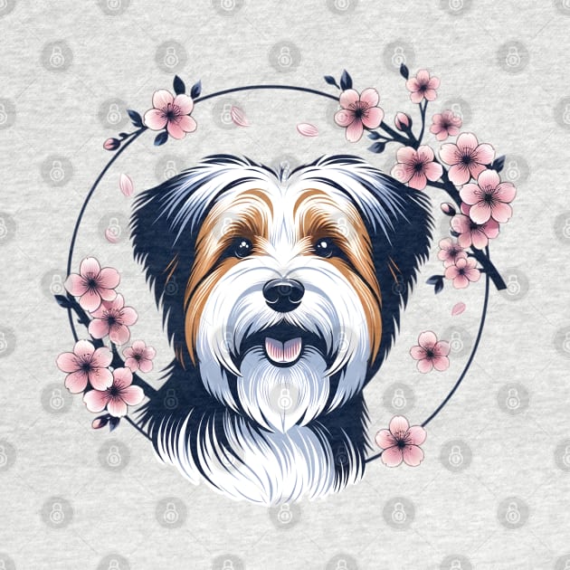 Biewer Terrier Celebrates Spring's Cherry Blossoms Splendor by ArtRUs